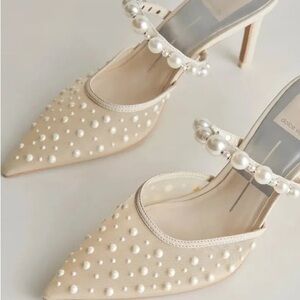Dolce Vita Cream Pearl-Embellished Heels
